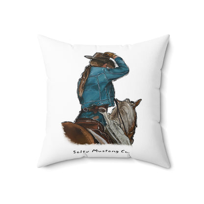 Fix Your Lid, Cowgirl Faux Suede Square Pillow