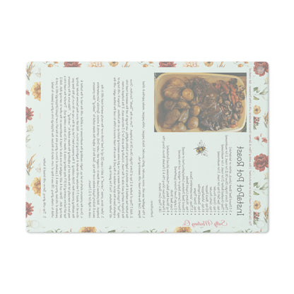 Highland Queen Ranch InstaPot Pot Roast Recipe Rustic Floral Honey Bee Glass Cutting Board