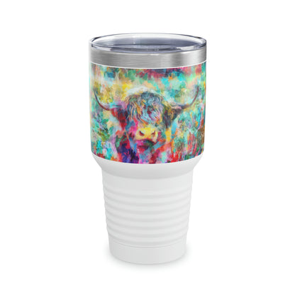 Salty Mustang Co. Highland Cow Multi-Color Ringneck Tumbler, 30oz