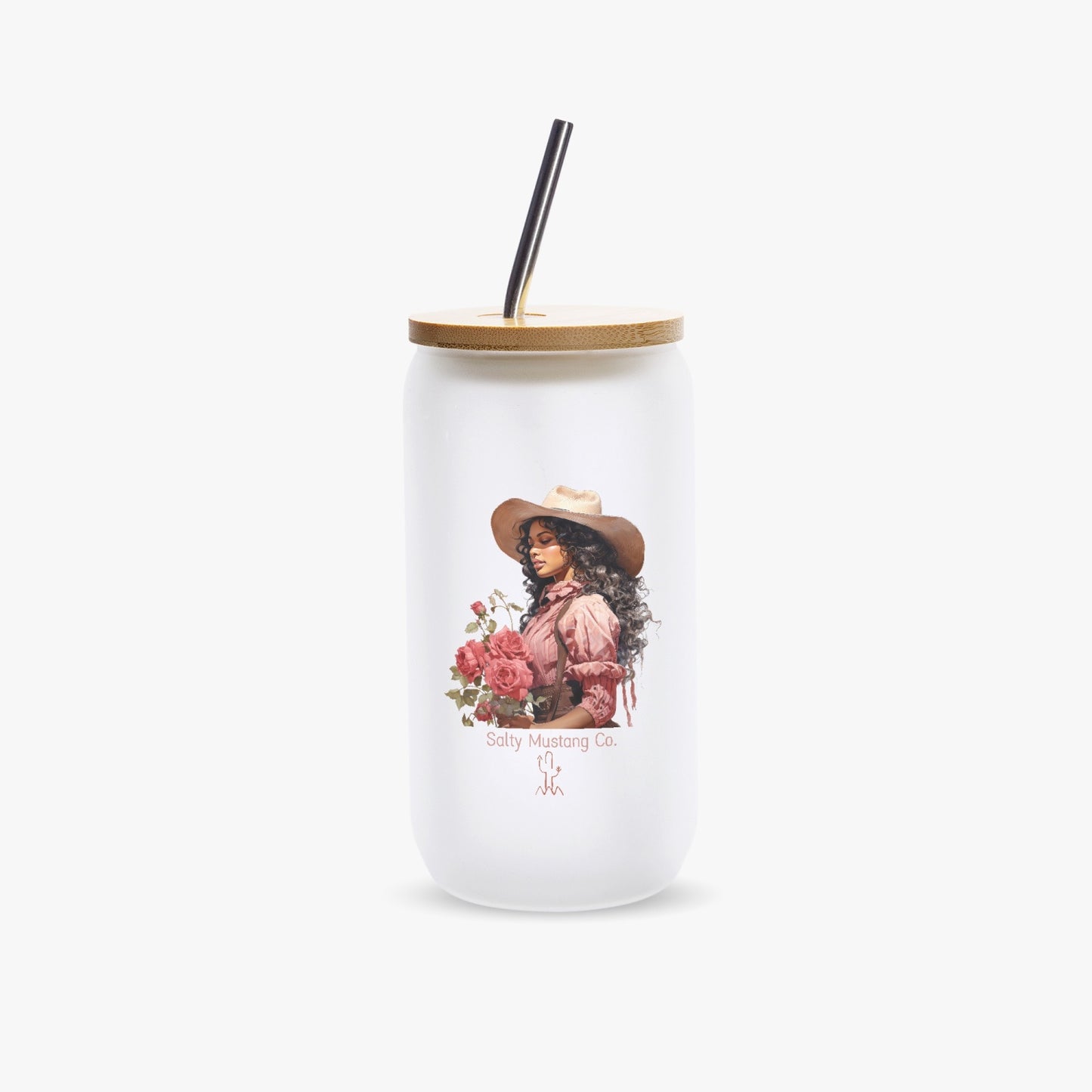 Big Spring Cowgirl Frosted Glass Cup