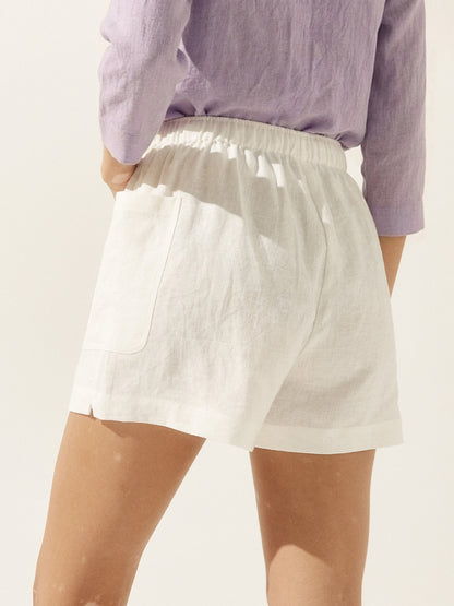100% Linen Utility Side-Pocket Shorts WYNNIE