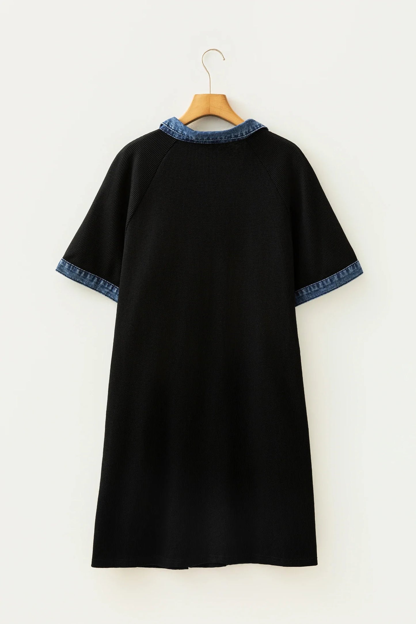 Plus Size Denim Colorblock Polo Collar Mini Dress