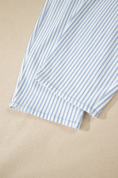 Stripe Denim High Waist Barrel Leg Jeans