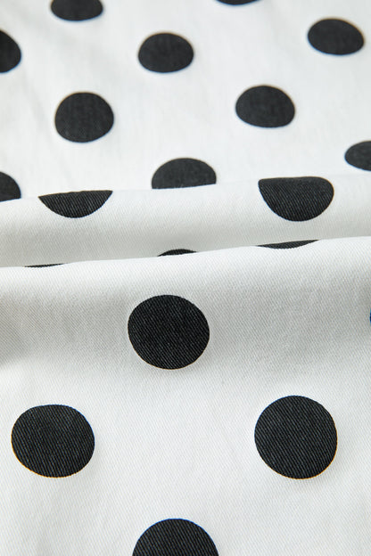 Polka Dot Denim Bow Pocket Barrel Leg Jeans