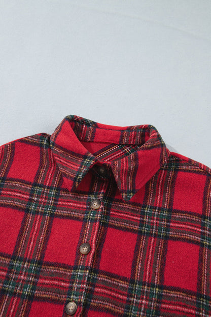 Plaid Button Front Long Sleeve Shacket