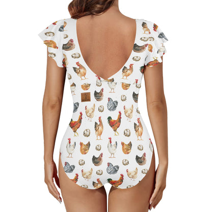 Prettiest Little Hen House In Texas Ruffle Sleeve Swimsuit