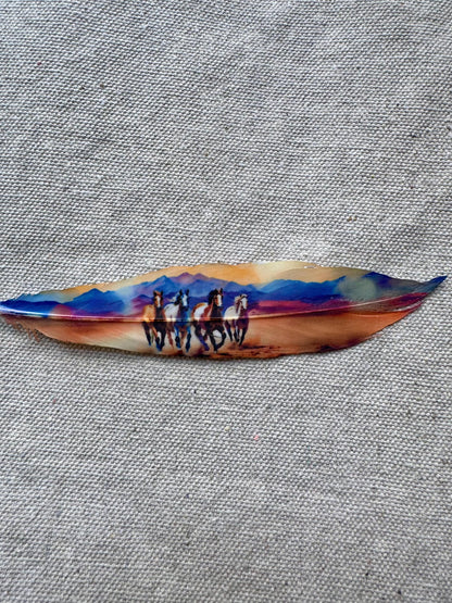 Watercolor Horses Hat Feather
