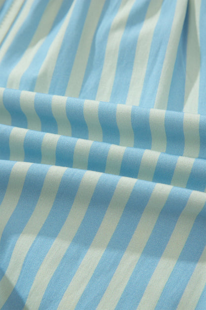 Stripe Ruffle Trim Elastic Waist Shorts