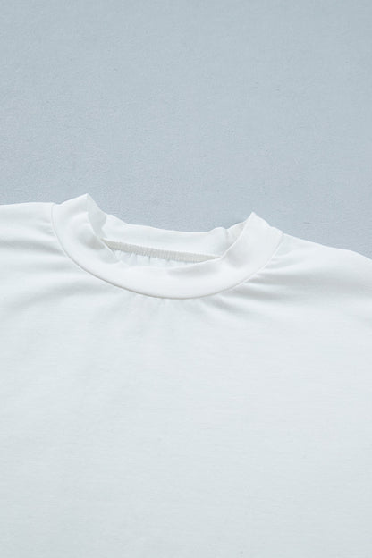 Solid Asymmetric Lace Hem Patchwork T-Shirt