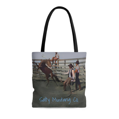 Two-Sided Bucking Horse AOP Tote Bag With Southwestern Pattern