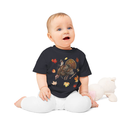 Turkey Puncher Baby T-Shirt (100% Organic Cotton Except Heather Colors)