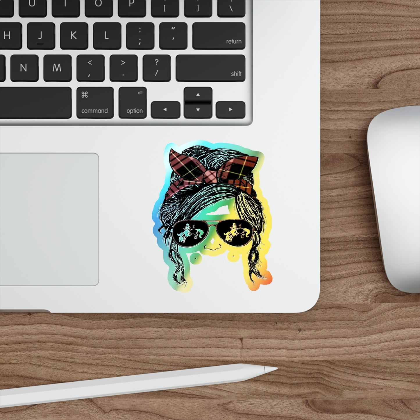 Salty Mustang Co. Heidi Messy Bun Holographic Die-cut Stickers