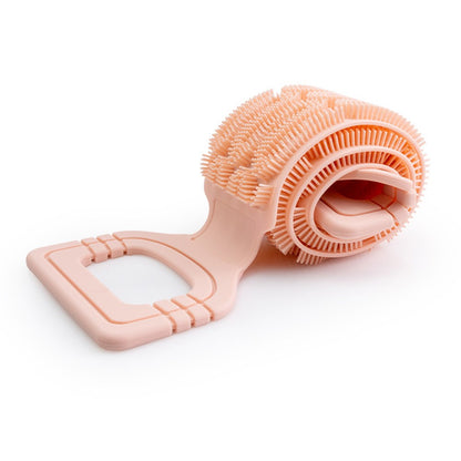 Long Handle Double-Sided Silicone Back Scrubber with Soft Bristles and Massage Nubs
