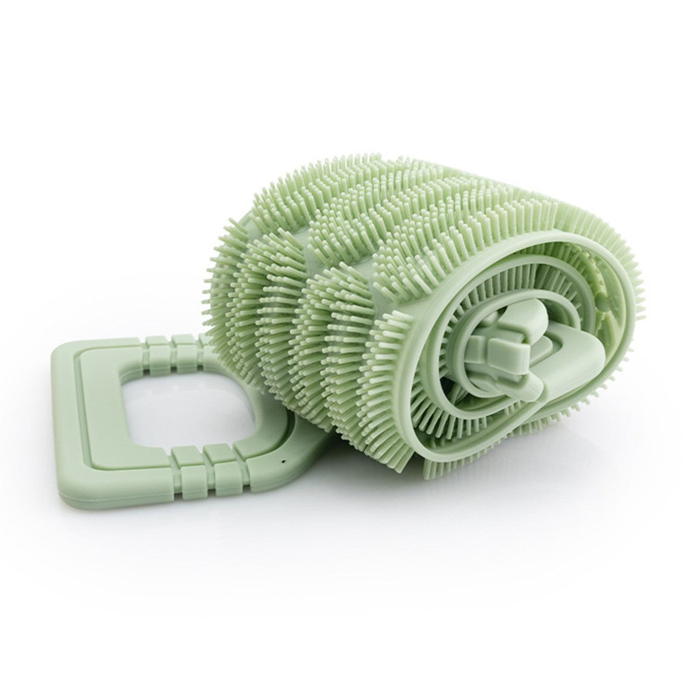 Long Handle Double-Sided Silicone Back Scrubber with Soft Bristles and Massage Nubs