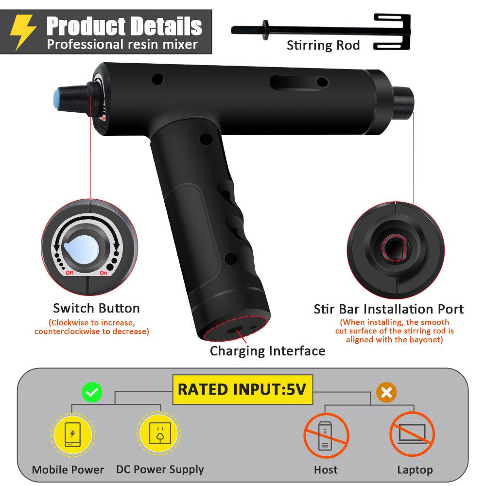 Foldable Electric Epoxy Resin Mixer Handheld Resin Stirrer with Adjustable Speed