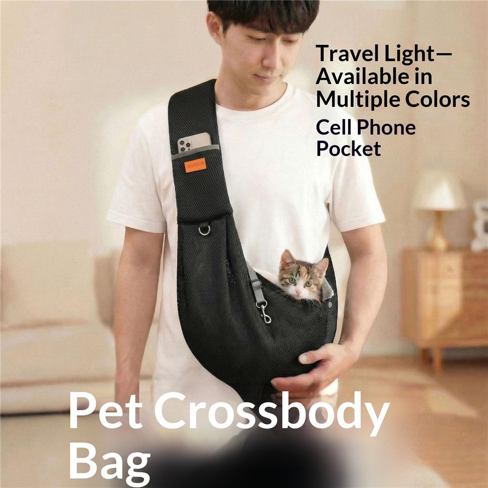 Adjustable Mesh Pet Crossbody Bag Breathable Anti-Escape Safety Clip Dog Sling Carrier for Cats and Dogs