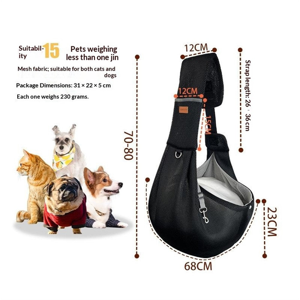 Adjustable Mesh Pet Crossbody Bag Breathable Anti-Escape Safety Clip Dog Sling Carrier for Cats and Dogs