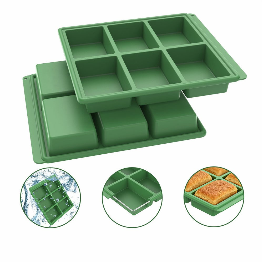 Silicone Baking Pan 6 Cavity Rectangular Cake Mold High Temperature Bread Mold (FDA Certificated)