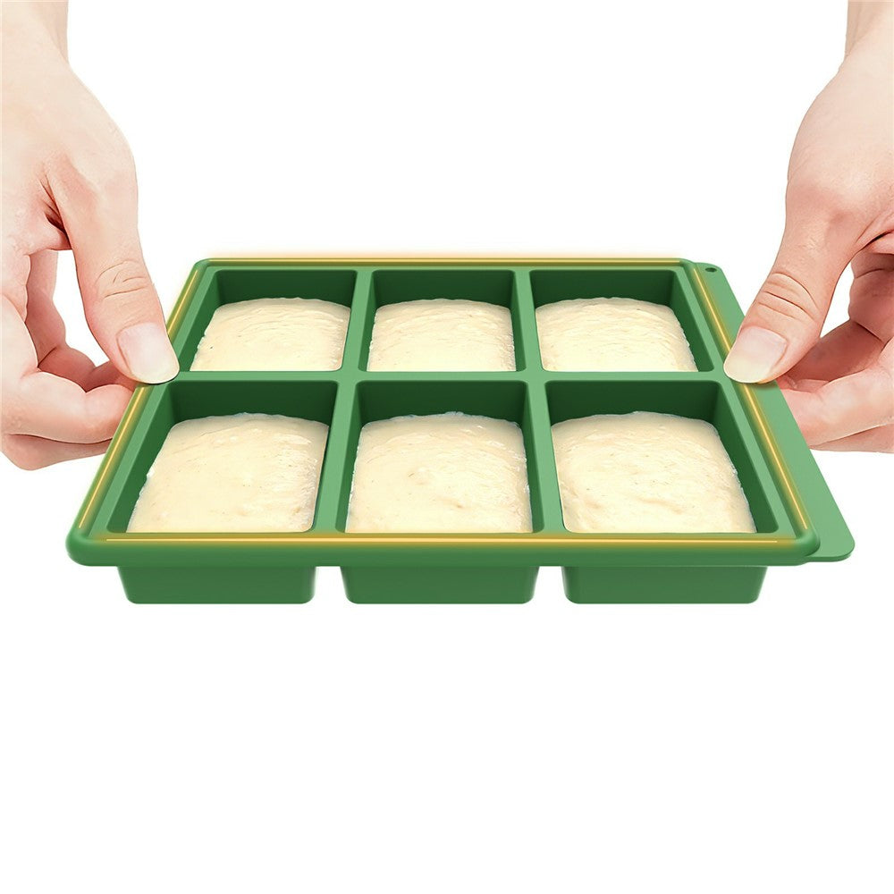 Silicone Baking Pan 6 Cavity Rectangular Cake Mold High Temperature Bread Mold (FDA Certificated)