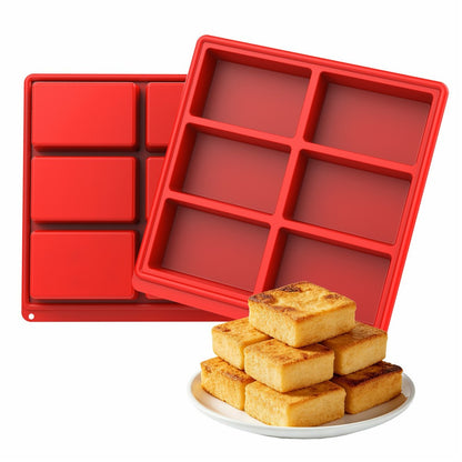 Silicone Baking Pan 6 Cavity Rectangular Cake Mold High Temperature Bread Mold (FDA Certificated)