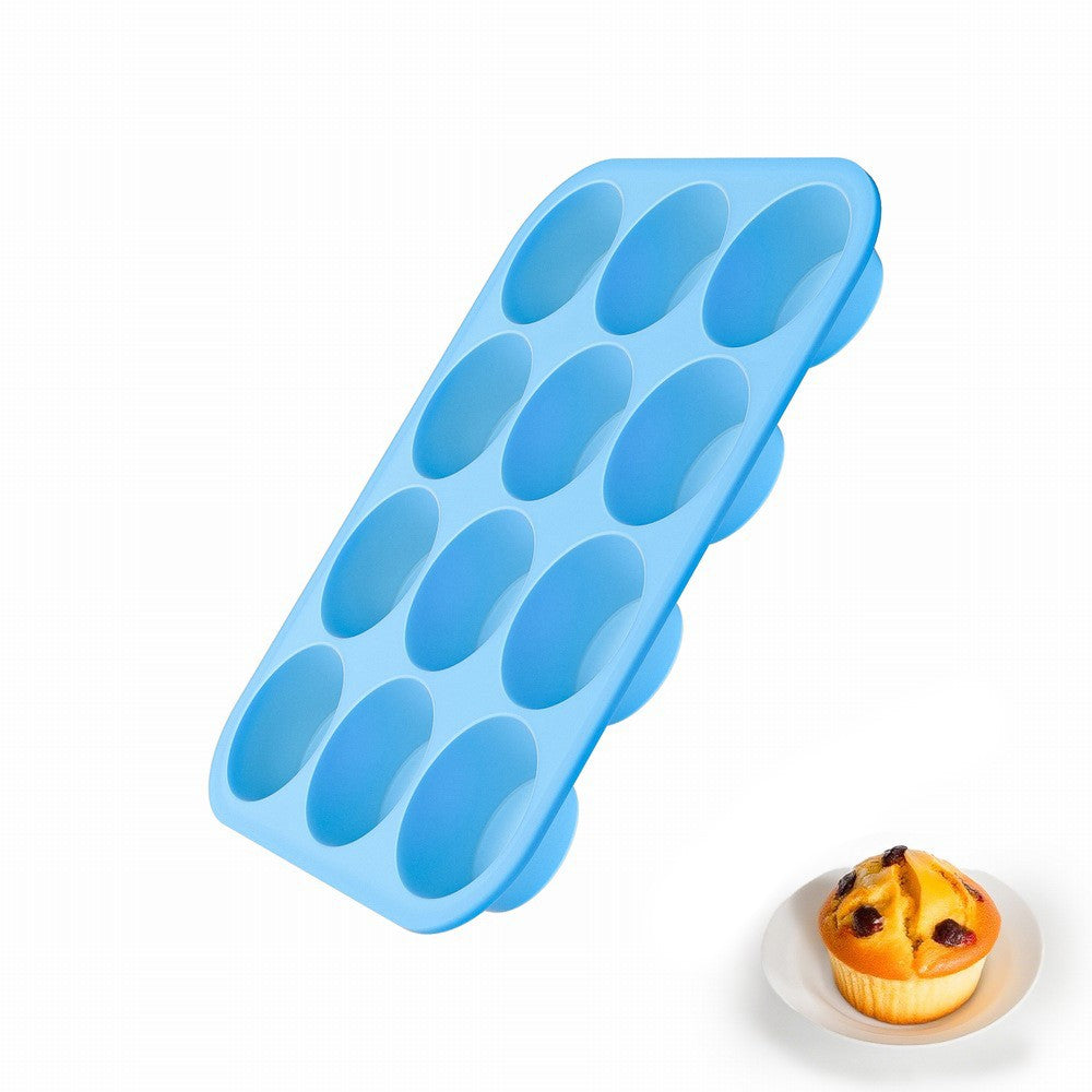 12 Cups Silicone Muffin Pan with Steel Frame Baking Mold for Cupcakes Muffins Puddings (FDA Certificated)