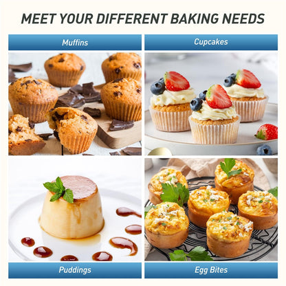 12 Cups Silicone Muffin Pan with Steel Frame Baking Mold for Cupcakes Muffins Puddings (FDA Certificated)