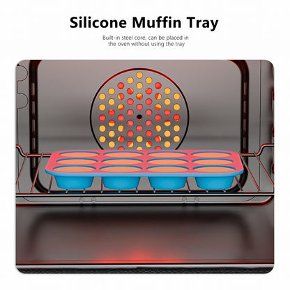 12 Cups Silicone Muffin Pan with Steel Frame Baking Mold for Cupcakes Muffins Puddings (FDA Certificated)