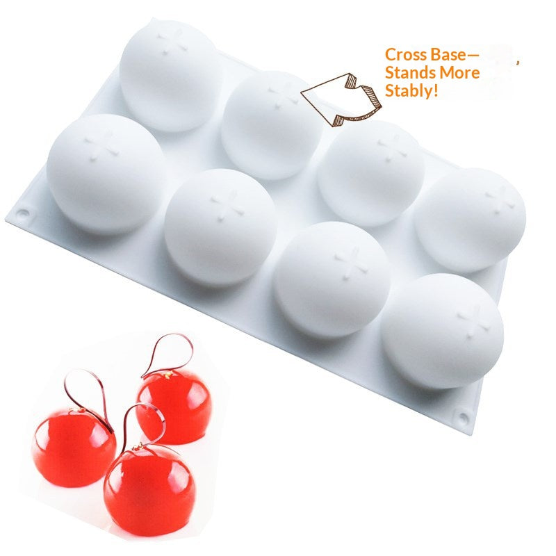 YT2023136 8-Cavity Silicone Sphere Cake Mold Round Ball Baking Mold for Mousse Cake Chocolate Mold (BPA Free, No FDA)