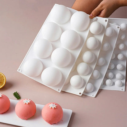 YT2023136 8-Cavity Silicone Sphere Cake Mold Round Ball Baking Mold for Mousse Cake Chocolate Mold (BPA Free, No FDA)