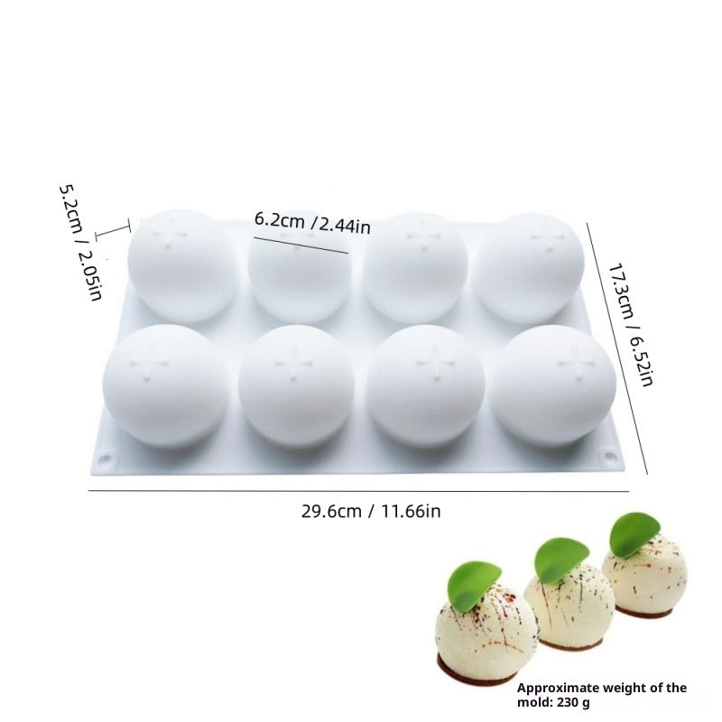 YT2023136 8-Cavity Silicone Sphere Cake Mold Round Ball Baking Mold for Mousse Cake Chocolate Mold (BPA Free, No FDA)