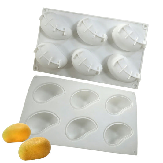 TC2603 6-Cavity Mango Shape Silicone Mold for Mousse Cake Ice Cream Jelly Baking Tool (BPA Free, No FDA)