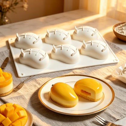 TC2603 6-Cavity Mango Shape Silicone Mold for Mousse Cake Ice Cream Jelly Baking Tool (BPA Free, No FDA)