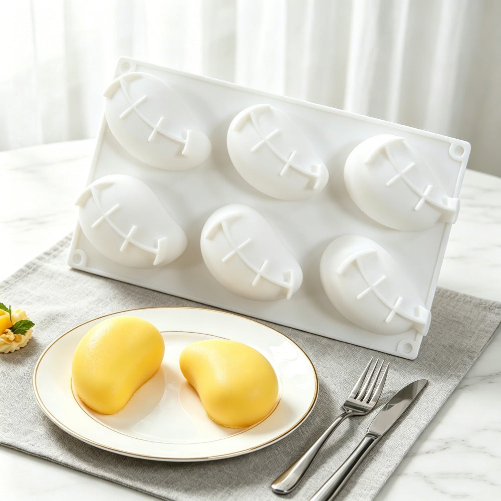 TC2603 6-Cavity Mango Shape Silicone Mold for Mousse Cake Ice Cream Jelly Baking Tool (BPA Free, No FDA)