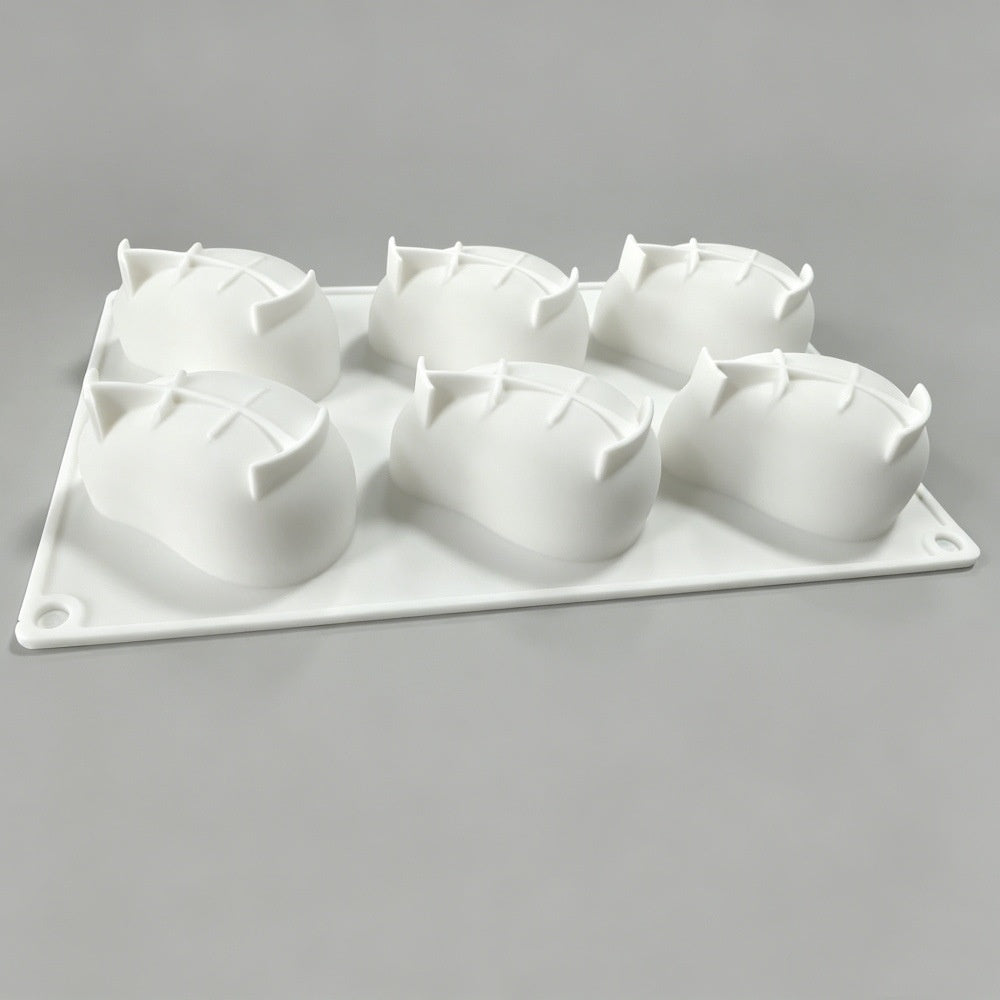 TC2603 6-Cavity Mango Shape Silicone Mold for Mousse Cake Ice Cream Jelly Baking Tool (BPA Free, No FDA)