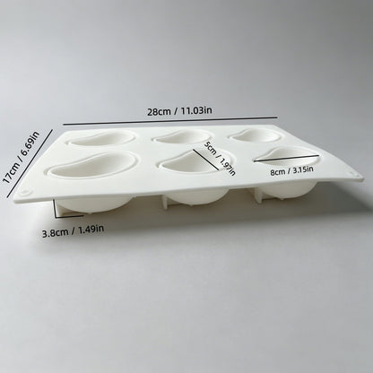 TC2603 6-Cavity Mango Shape Silicone Mold for Mousse Cake Ice Cream Jelly Baking Tool (BPA Free, No FDA)