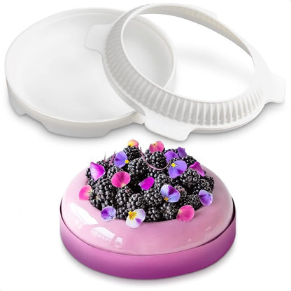 164535 Large Flat Round Silicone Mousse Cake Mold Food Grade Non-Stick Baking Mold for Oven Microwave Freezer (BPA Free, No FDA)