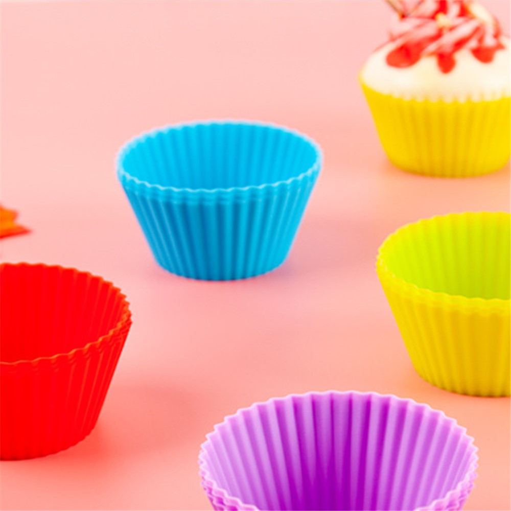 10Pcs 7cm Silicone Small Cake Cup Tart Muffin Cupcake Mold Kitchen Baking Molds (BPA-Free, No FDA Certificate)