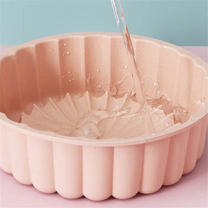 Flower Shape Silicone Baking Pan Round Tray Bread Mousse Cake Mold (BPA-Free, No FDA Certified)