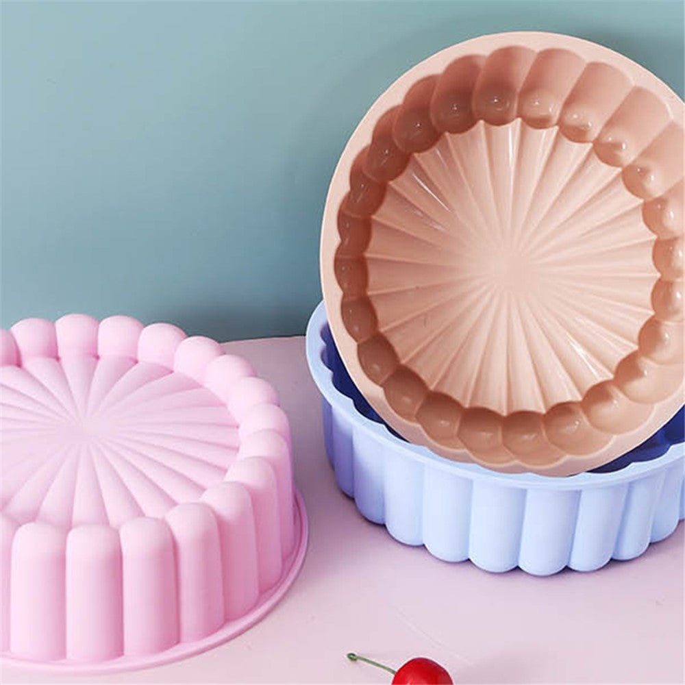 Flower Shape Silicone Baking Pan Round Tray Bread Mousse Cake Mold (BPA-Free, No FDA Certified)