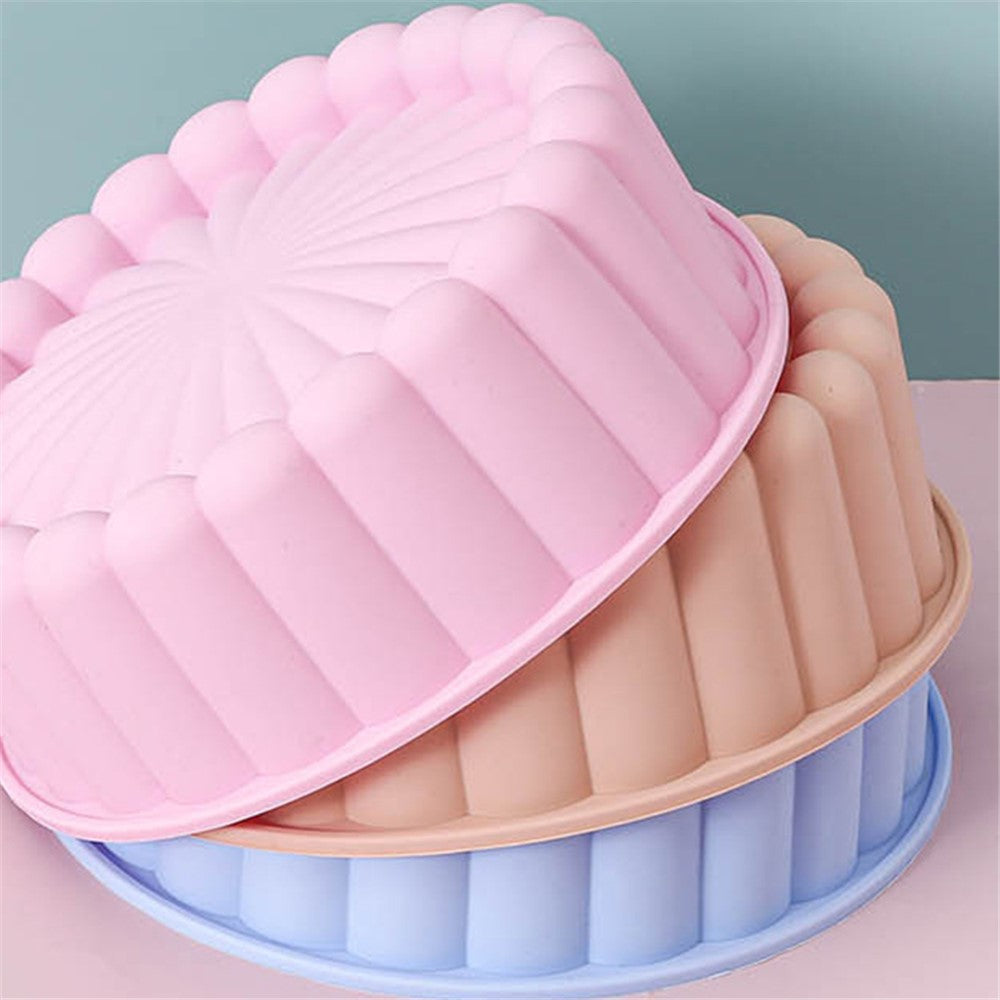 Flower Shape Silicone Baking Pan Round Tray Bread Mousse Cake Mold (BPA-Free, No FDA Certified)