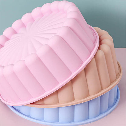 Flower Shape Silicone Baking Pan Round Tray Bread Mousse Cake Mold (BPA-Free, No FDA Certified)