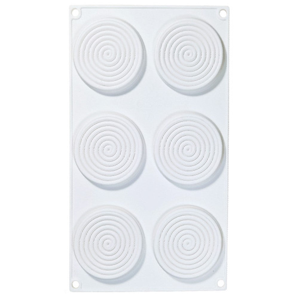 6-Cell Mosquito Coil Shape Mousse Cake Silicone Mold DIY Cake Decor Baking Mold (BPA-Free, No FDA Certificate)