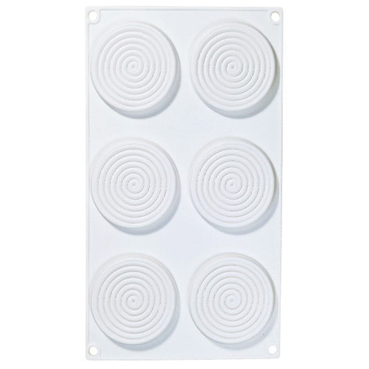6-Cell Mosquito Coil Shape Mousse Cake Silicone Mold DIY Cake Decor Baking Mold (BPA-Free, No FDA Certificate)