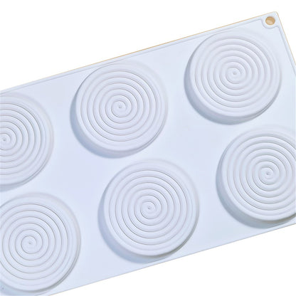 6-Cell Mosquito Coil Shape Mousse Cake Silicone Mold DIY Cake Decor Baking Mold (BPA-Free, No FDA Certificate)