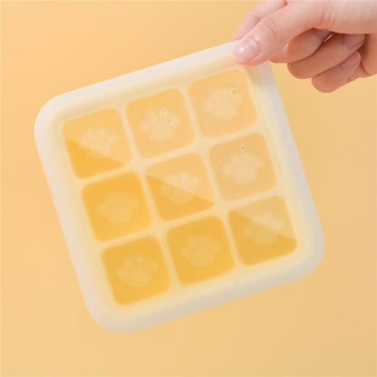 9 Grids Cat Paw Ice Mold with Lid Baby Food Silicone DIY Maker (No FDA)
