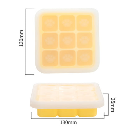 9 Grids Cat Paw Ice Mold with Lid Baby Food Silicone DIY Maker (No FDA)
