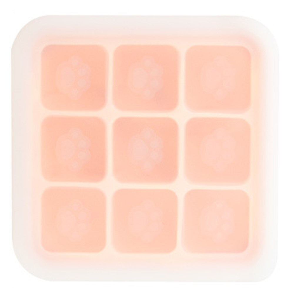 9 Grids Cat Paw Ice Mold with Lid Baby Food Silicone DIY Maker (No FDA)