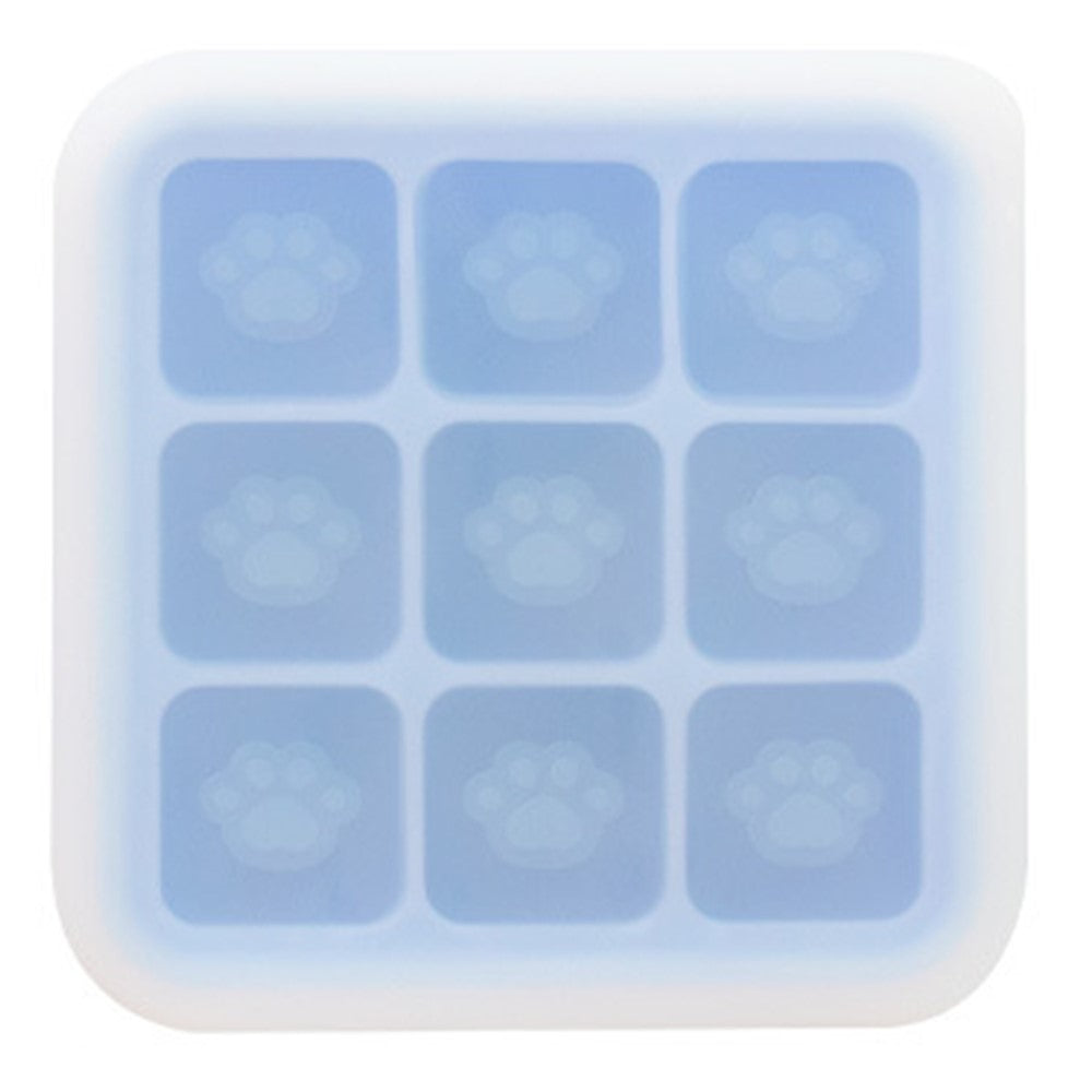 9 Grids Cat Paw Ice Mold with Lid Baby Food Silicone DIY Maker (No FDA)