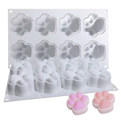 DG-15 Large Size 8-Cell Cat Claw Shape Mousse Cake Mold Jelly Pudding Silicone Mold (No FDA, BPA Free)