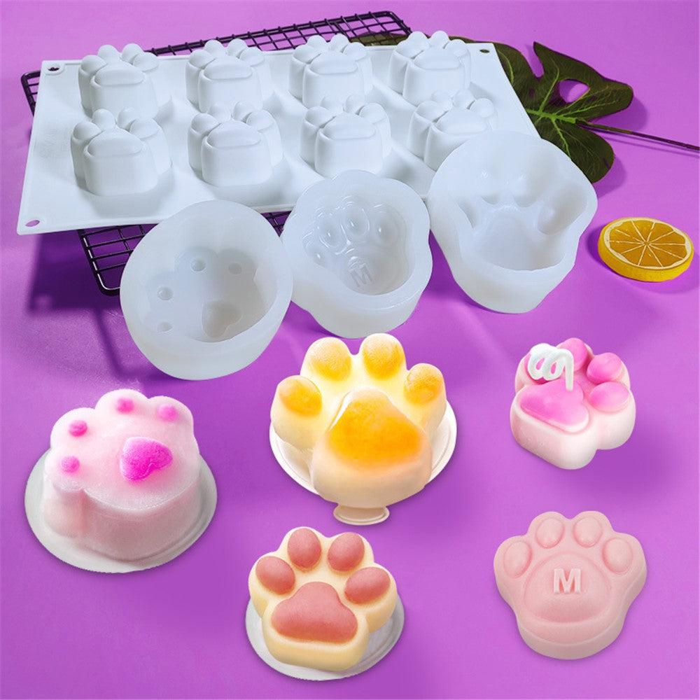 DG-15 Large Size 8-Cell Cat Claw Shape Mousse Cake Mold Jelly Pudding Silicone Mold (No FDA, BPA Free)